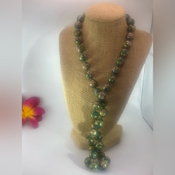 Vintage Cloisonné Enamel Necklace 30 inch - Picture 2 of 7